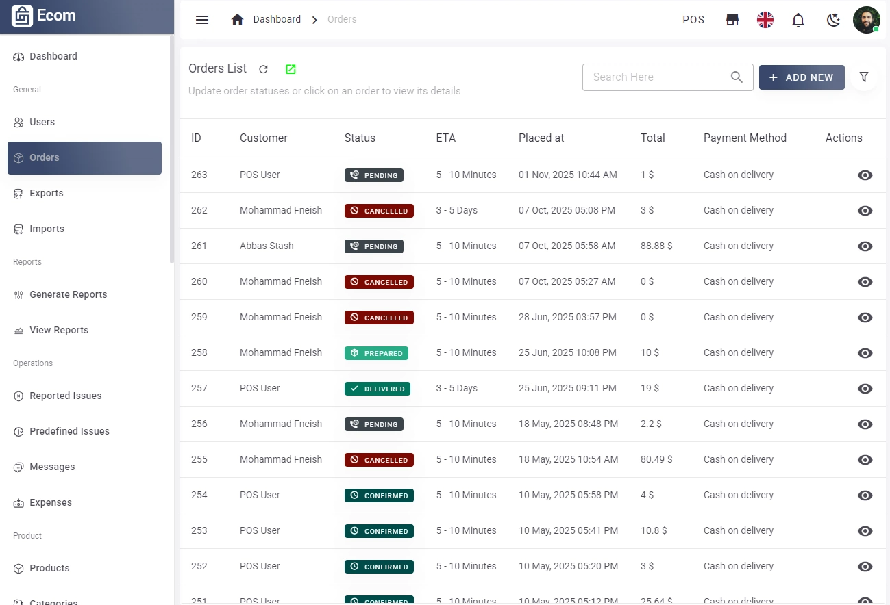 Order management preview