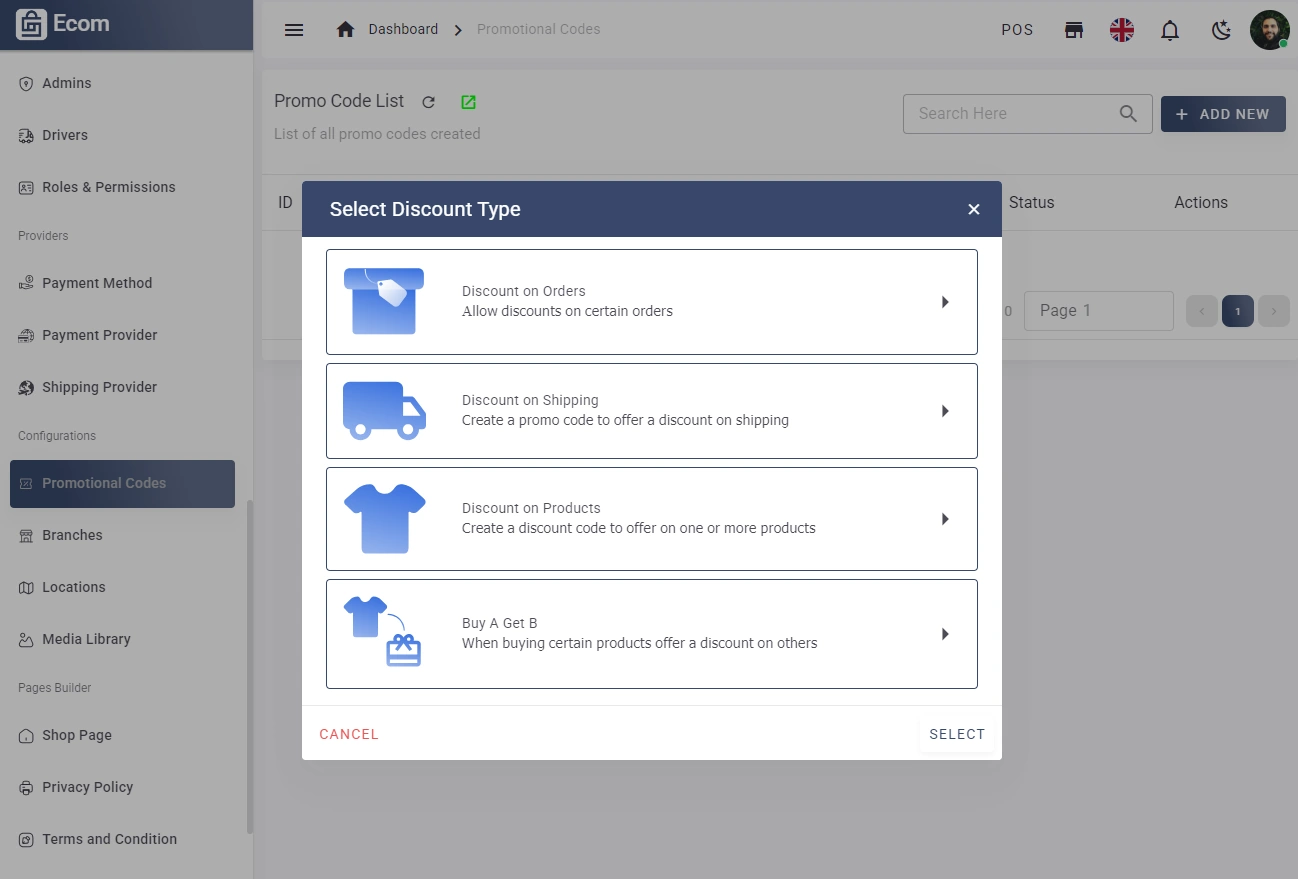 Promos and coupons preview